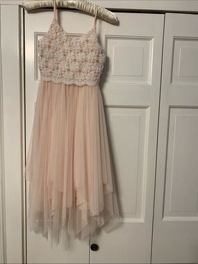 Girls' Blush Lace Bodice Tulle Party Dress Size M (7-8)